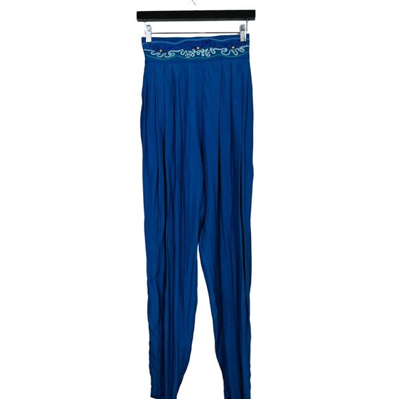 Cache Y2K Harem Pants Embroidered Beaded Waist Loose Fit Indigo - S - Picture 1 of 8
